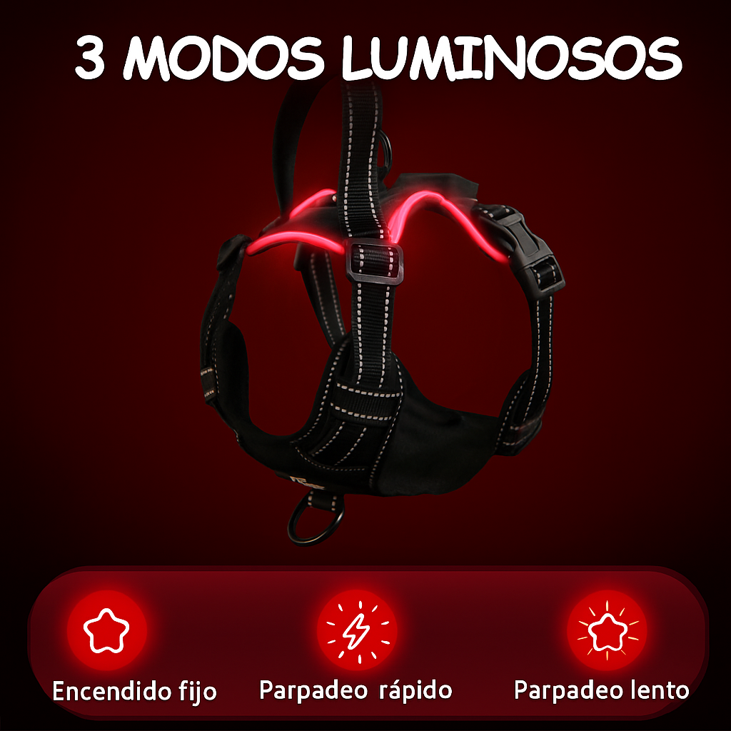 Arnés de Seguridad LED Recargable para Perros
