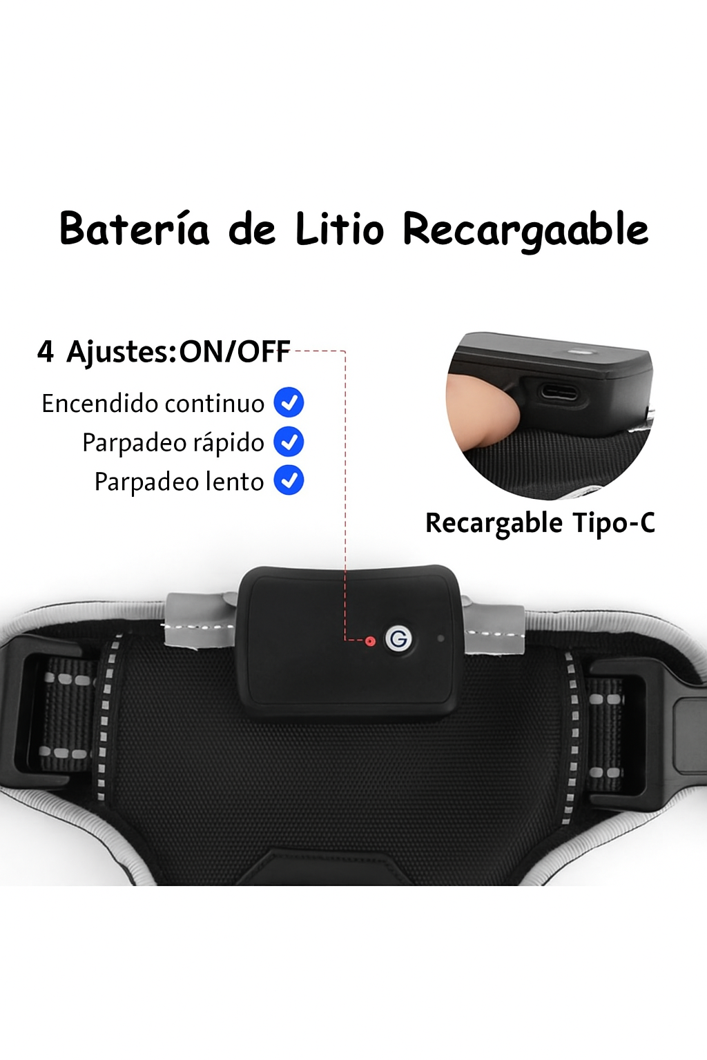 Arnés de Seguridad LED Recargable para Perros